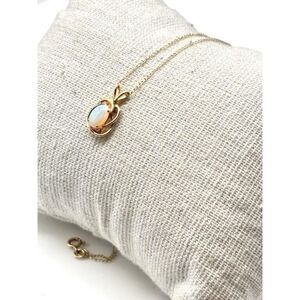 14K Yellow Gold Fine Jewelry Opal Pendant Necklace 16"